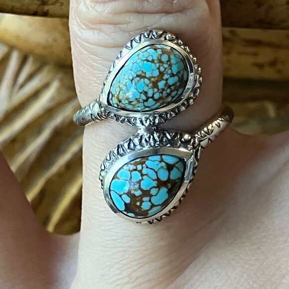 Natural Blue Moon Turquoise Sterling Silver Ring Size 6 - Picture 1 of 9